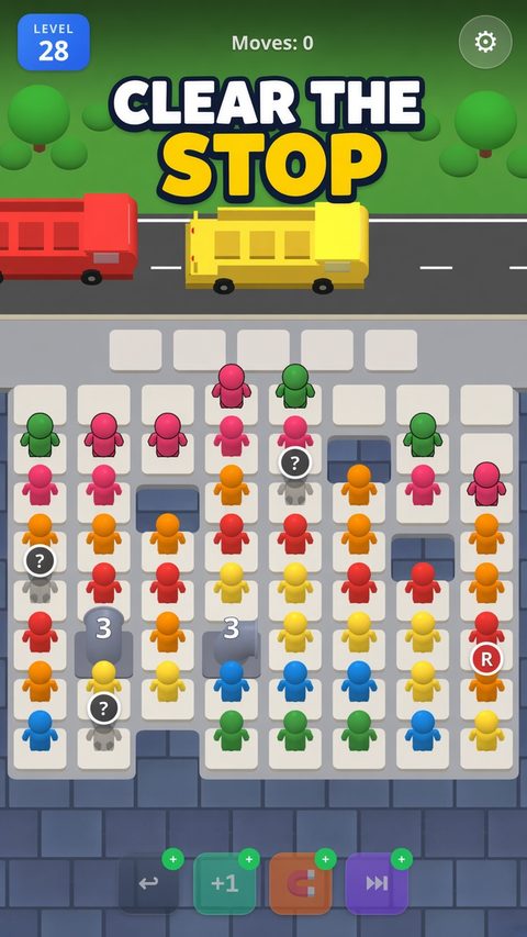 Bus Bash: clear the whole stop to win the level.
