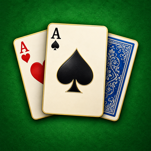 Solitaire app icon: a fanned hand of playing cards on a green felt table.