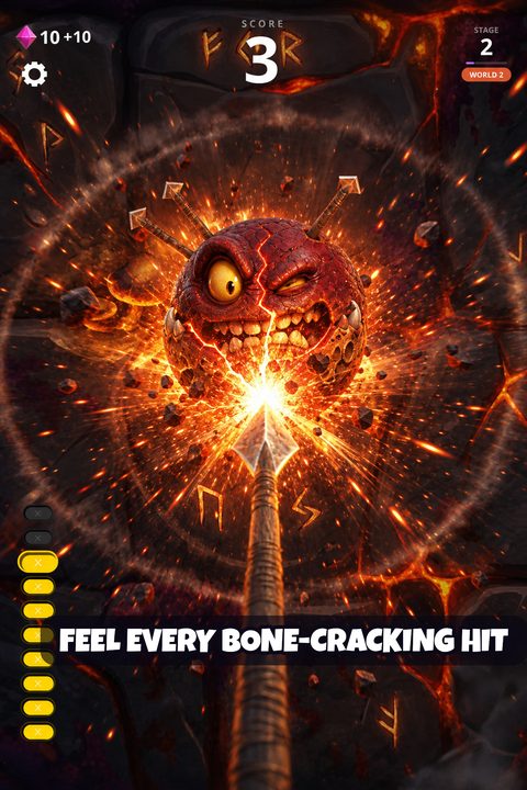 Spike Monsters gameplay with a monster surrounded by embedded spears.