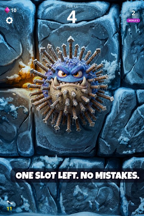Spike Monsters gameplay showing a boss monster and throw meter.