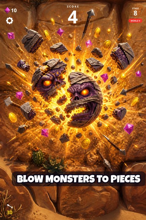 Spike Monsters shop screen with unlockable spears and characters.